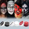 imageSpooktacular Creations 8 PCS Halloween Makeup Kit 3 Face Body Paint Oil Based Foundation Set with 3 Painting Brushes 2 Sponges for Halloween Clown SFX Zombie Skeleton Cosplay White Black Red 