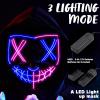 imageSpooktacular Creations Halloween Led Light Up Scary Mask and Gloves for Halloween Cosplay Costume Pink ampamp Blue 3 Modes Glow in The Dark Mask for Adult Men Women Teen Party Dress Up Accessory Gifts