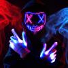 imageSpooktacular Creations Halloween Led Light Up Scary Mask and Gloves for Halloween Cosplay Costume Pink ampamp Blue 3 Modes Glow in The Dark Mask for Adult Men Women Teen Party Dress Up Accessory Gifts