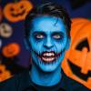 imageSpooktacular Creations Halloween Makeup Face and Body Paint Makeup Foundation Stick  Oily Waterproof Foundation Stick for Cosplay Zombie Skeleton Clown for Adult Party Dress Up 1 Oz RedBlue