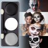 imageSpooktacular Creations Halloween Makeup Palette 3 Colors Face Body Paint for Adult SFX Zombie Skeleton Cosplay with Painting Brush Cosplay Party Dress Up 7 Oz White Black Red Black White Gray