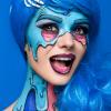 imageSpooktacular Creations Halloween Oil Face Paint Makeup Foundation Cream for Adult Waterproof Body Paint with Makeup Brush for Stage Film Clown Zombie SFX Dress Up Party Cosplay 2 Oz Blue
