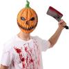 imageSpooktacular Creations Halloween Pumpkin Head Mask Scary Pumpkin Heads for Photoshoot Creepy Face Latex Mask Adult Halloween Cosplay Costume Accessories Novelty Masquerade Party