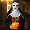 imageSpooktacular Creations Halloween Scary Nun Mask with Black White Hood Creepy Full Head Latex Mask for Adult Women Men Halloween Horror Cosplay Costume Accessories Realistic Party Dress Up Prop