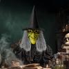 imageSpooktacular Creations Halloween Scary Witch Mask Creepy Latex Monster Face Mask with Black Hat Hair for Adult Halloween Horror Evil Cosplay Costume Accessories Realistic Party Dress Up Prop