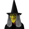 imageSpooktacular Creations Halloween Scary Witch Mask Creepy Latex Monster Face Mask with Black Hat Hair for Adult Halloween Horror Evil Cosplay Costume Accessories Realistic Party Dress Up Prop