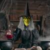 imageSpooktacular Creations Halloween Scary Witch Mask Creepy Latex Monster Face Mask with Black Hat Hair for Adult Halloween Horror Evil Cosplay Costume Accessories Realistic Party Dress Up Prop