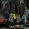 imageSpooktacular Creations Halloween Scary Witch Mask Creepy Latex Monster Face Mask with Black Hat Hair for Adult Halloween Horror Evil Cosplay Costume Accessories Realistic Party Dress Up Prop