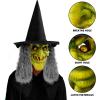 imageSpooktacular Creations Halloween Scary Witch Mask Creepy Latex Monster Face Mask with Black Hat Hair for Adult Halloween Horror Evil Cosplay Costume Accessories Realistic Party Dress Up Prop