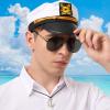 imageSpooktacular Creations Yacht Sailor Hat Costume Accessories Set Captain Cap Sunglasses and necklace for Navy Costume Accessory Halloween Men Women Captains Dressing up Themed Party