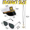 imageSpooktacular Creations Yacht Sailor Hat Costume Accessories Set Captain Cap Sunglasses and necklace for Navy Costume Accessory Halloween Men Women Captains Dressing up Themed Party