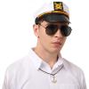 imageSpooktacular Creations Yacht Sailor Hat Costume Accessories Set Captain Cap Sunglasses and necklace for Navy Costume Accessory Halloween Men Women Captains Dressing up Themed Party
