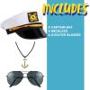 imageSpooktacular Creations Yacht Sailor Hat Costume Accessories Set Captain Cap Sunglasses and necklace for Navy Costume Accessory Halloween Men Women Captains Dressing up Themed Party