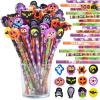 imageJOYIN 108PCS Halloween Pencils with Erasers Stationery Set 108 Colorful Pencils in 6 Design 108 Giant Erasers in 12 Style for Kid Trick or Treat Halloween Party Favor Supplies Classroom Prize Gift