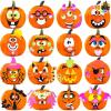 imageJOYIN 16 Packs Halloween Pumpkin Decorating Stickers Foam Craft Kit Halloween Party Favors for Kids Party Supplies Arts Activities Jack O Lantern Face Sticker School Games GiftsFunny