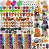 imageJOYIN 168 Pcs Halloween Stationery Set 24 Pack Goody Bags with Halloween Tags Including Vampire Teeth Spiders Stamps Stickers Slap Bracelets for Kids Trick or Treating Party Favors Supplies