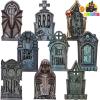 imageJOYIN 16quot 9 Pcs Halloween Tombstones Decorations Outdoor Graveyard Decor Yard Lawn Cemetery Plastic Headstones with 18 Metal Stakes for Halloween Indoor Prop Decorations Party Decor SuppliesClassic