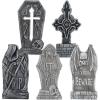 imageJOYIN 17 Halloween Decorations Outdoor Tombstones 5 Pack Halloween Foam Graveyard Headstone Decorations with 12 Bonus Metal Stakes for Yard Lawn Outside DecorGray