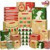 imageJOYIN 18 PCS Christmas Bags Assorted Sizes Kraft Treat Candy Bags Small 55 Medium 9 Large 13 for Xmas Party Favors Decoration Holiday Present Wrapping Thanksgiving Gift DecorBrown Green Red White