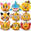 imageJOYIN 18 Packs Halloween Pumpkin Decorating Stickers Craft Kit Halloween Party Supplies Arts Activities Kids Party Favors Jack O Lantern Foam Face Sticker in 9 Animal Designs Classroom Games