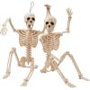 imageJOYIN 2 PCS 24 Halloween Skeleton Decor 2 FT Full Body Stayable Posable Skeletons for Halloween White Human Plastic Bones with Movable Joints for Spooky Indoor Outdoor Decoration Graveyard PropYellow