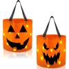 imageJOYIN 2 PCS Halloween Trick or Treat Bags 10 x 118 inches LED Light Orange Pumpkin Buckets Reusable Goody Candy Bucket for Kids Trick or Treating Halloween Birthday Party Favor Supplies
