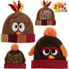 imageJOYIN 2 PCS Thanksgiving Pom Poms Beanie Hats Turkey Trots Thanksgiving Role Play Cosplay Party Supplies Accessories Costume Hats Brown