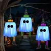 imageJOYIN 236 3PCS Halloween Hanging Ghosts Decorations Outdoor Blue Hanging Light Up Ghost Decor with Witch Hat ampamp Timer Halloween Decorations for Yard Patio Tree Garden Outside Haunted House PartyBlue Ghosts