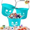 imageJOYIN 3 PCS Halloween Trick or Treat Pumpkin Buckets Allergy Friendly Jack O Lantern Teal Bucket Baskets Plastic Pails with Handle for Kids Party Favors Supplies Props7quot x 7quot x 5quot