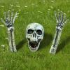 imageJOYIN 3 Pcs Halloween Skeleton Decorations Outdoor LED Realistic Skeleton Yard Stakes Light Up Skull and Arms Decor for Graveyard Yard Lawn Garden Party SuppliesRealistic Skeleton