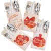 imageJOYIN 36PCS Thanksgiving Turkey Cutlery Holders Gold Foil Utensil Holders for Autumn Fall Party Dinner Table DecorPumpkin and Leaves Cutlery Holder