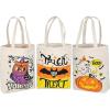 imageJOYIN 3PCS 1375 Large Halloween Tote Treat Bags for Trick or Treating Halloween Goodie Candy Bags Reusable White Canvas Gift Bag for Kids Party Favor Supplies Snack Grocery Tote with HandlesWhite