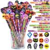 imageJOYIN 48PCS Halloween Pencils with Erasers Stationery Set 48 Colorful Pencils Assortment for Kids in 6 Designs 48 Giant Erasers in 12 Style Halloween Party Favor Supplies Classroom Prizes Gifts