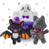 imageJOYIN 4PCS Baby Halloween Plush Toy Plushie Cauldron with Ghost Bat Cat Halloween Playset for Kid Trick or Treat School Classroom Party Favor Supply Gift Goodie Bag Stuffer Filler Prize and Treat