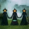 imageJOYIN 5 FT Halloween Witch Decorations Outdoor Set of 3 Light Up Holding Hands Witches with Cauldron Yard Stakes LED Witch Cauldron on Tripod for Graveyard Yard Lawn Party Haunted House Decor
