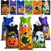 imageJOYIN 60 PCS Halloween Drawstring Treat Bags Goodie Candy Trick or Treat Bags Bulk 6 Design Goody Bag for Trick or Treating Small Plastic Snack Gifts Bag for Kids Halloween Party Favors Supplies