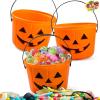 imageJOYIN 6PCS Halloween Trick or Treat Pumpkin Bucket Jack O Lantern Candy Basket and Buckets for Trick or Treating Orange Halloween Pails with Handle for Kids Party Favors Supplies PropsBlack  Orange