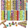 imageJOYIN 72 PCS Halloween Slap Bracelets for Kids Halloween Bracelets Bulk for Girls Boys Gifts Friendship Snap Bracelet for Halloween Party Favors Goodie Bag Fillers Classroom FavorsSpooky Night Mix