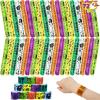 imageJOYIN 72 PCS Halloween Slap Bracelets for Kids Halloween Bracelets Bulk for Girls Boys Gifts Friendship Snap Bracelet for Halloween Party Favors Goodie Bag Fillers Classroom FavorsHaunted Party Mix