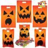 imageJOYIN 72 Pcs Halloween Goodie Bag Pumpkin Plastic Candy Bags for Kids trick or treating Halloween Jack o Lantern Trick or Treat Bags for Snacks Party Favors Treats Party Supplies
