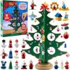 imageJOYIN Christmas 24 Days Countdown Advent Calendar with a Tabletop Wooden Christmas Tree and 28 Ornaments Snowman Santa Decorations for Boys Girls and Kids Party Favors Classroom Prizes Xmas Gift