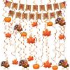 imageJOYIN Friendsgiving Garland Party Decoration Set Including 2 Banner Hanging Garland 6 Foil Swirls with Decorative Hanging Cutouts for Thanksgiving Holiday Decor