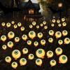 imageJOYIN Halloween Decorations Outdoor Solar Scary Eyeball Lights 2 Pcs 12 LEDs Green Pathway Yard Stakes Waterproof Firefly Lights for Halloween Graveyard Yard Garden Patio Walkway PartyWarm White