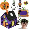 imageJOYIN Halloween Foam Craft Kit Party Favors for Kids Art Crafts with 3D Haunted House Photo Frame 2 Halloween Characters Decor Glasses Trick or Treat Door Sign Hanger School Activities Games