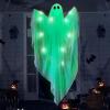imageJOYIN Halloween Hanging Light up Ghost with Spooky Green LED Light 47 Halloween Hanging White Ghosts Decoration for Front Yard Patio Lawn Garden Party Decor Indoor OutdoorGreen Ghost