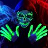 imageJOYIN Halloween LED Skull Mask with Light Up Gloves Purple Scary LED Skeleton and Glow in The Dark Skeleton Mask for Adult Men Women Halloween Cosplay Costume Accessory Dress UpGreen