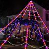 imageJOYIN Halloween Spider Decoration Outdoor with Web Lights 5Ft Giant Lightup Spiders and 164Ft Triangular Web Decor with 130 LED Lights 8 Lighting Modes for Yard Home Parties Haunted House Prop