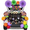 imageJOYIN Halloween Trunk Or Treat Car Stickers Decorations Kit for SUV Outdoor Decor Lollipops Candy Land Balloons for Garage Door Archway Entryway Haunted House Banner Paper Fans