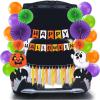 imageJOYIN Halloween Trunk or Treat Car Decorations Kit with Happy Themed Design Garage Archway Decor with Banner Paper Fans Balloons