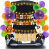 imageJOYIN Halloween Trunk or Treat Car Decorations Kit with Happy Themed Design Garage Archway Decor with Banner Paper Fans Balloons Tassel and Pumpkin Stickers